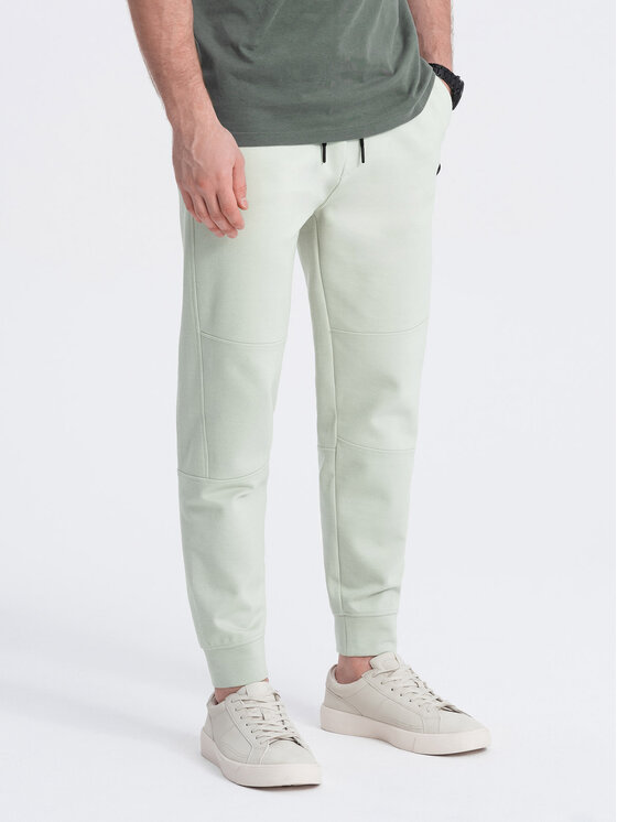 Ombre Ombre Spodnie dresowe OM-PASK-0142 Zielony Regular Fit