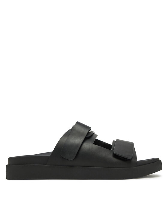 Sandale Calvin Klein Flat Adj Slide Eyelet HW0HW02489 Negru