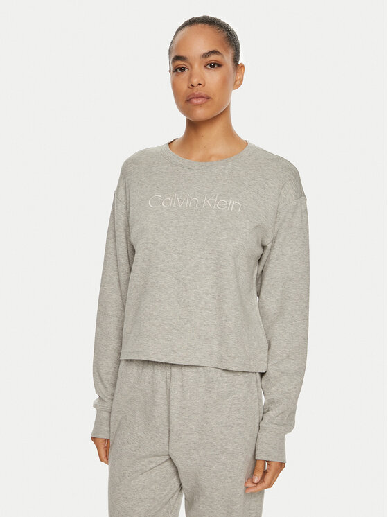 Calvin Klein Spavaćiće Relaxed Crew Pullover QS7273E Siva Regular Fit