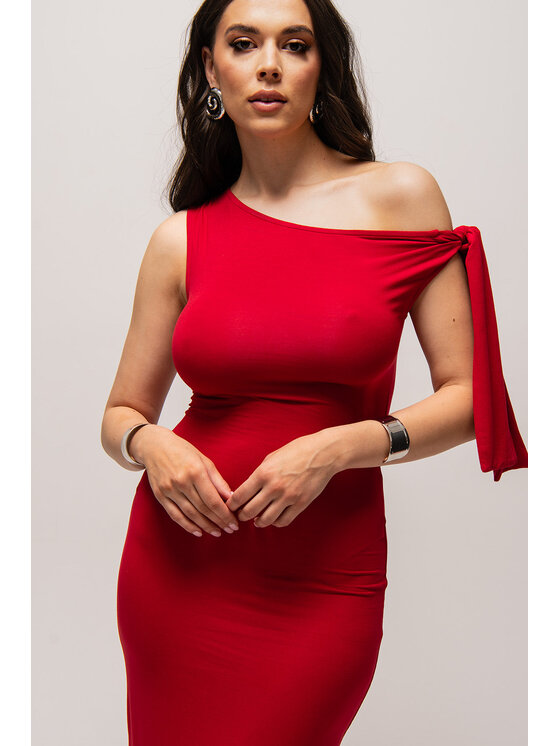 Nudyess Nudyess Sukienka dzianinowa Shantel z modalu Czerwony Fitted Fit
