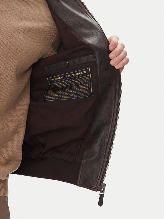Aeronautica Militare Aeronautica Militare Usnjena jakna 251PN5043PL199 Rjava Regular Fit