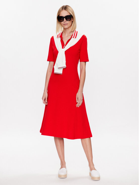 Tommy Hilfiger Tommy Hilfiger Vestito da giorno WW0WW37841 Rosso Regular Fit