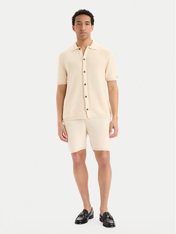 Tommy Hilfiger Tommy Hilfiger Medžiaginiai šortai MW0MW42797 Kreminė Regular Fit