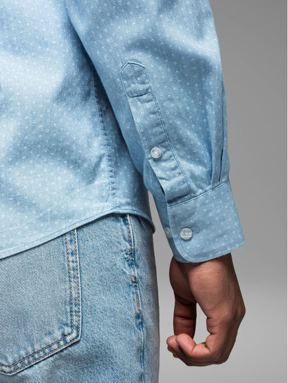 Ombre Ombre Koszula jeansowa OM-SHDS-0179 Niebieski Regular Fit