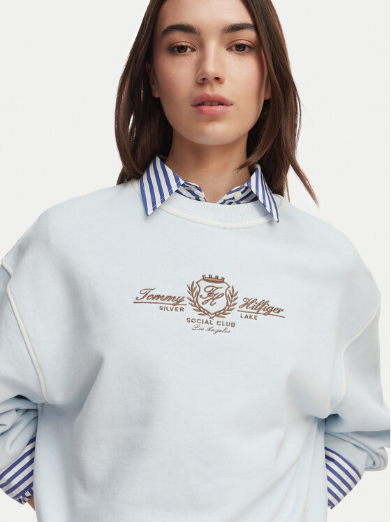 Tommy Hilfiger Tommy Hilfiger Felpa Crest Embroidery WW0WW48733 Azzurro chiaro Relaxed Fit