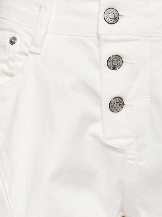 Please Please Τζιν P0VVHO2I5N Λευκό Slim Fit
