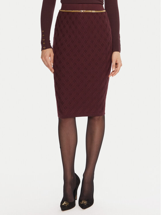 Elisabetta Franchi Elisabetta Franchi Ceruzaszoknya GK-20B-56E2-V390 Bordó Slim Fit