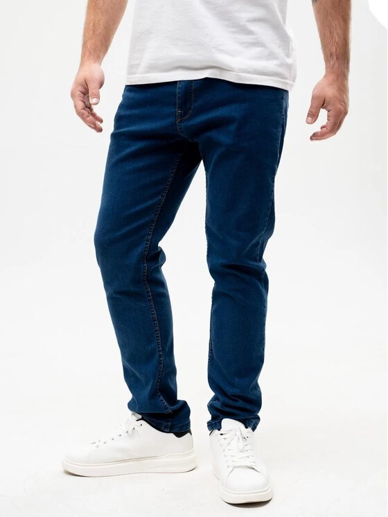 Urban City Urban City Jeansy Spodnie Jeansowe Męskie Ciemne Niebieskie UrbanCity Pocket Logo 34 Granatowy Regular Fit