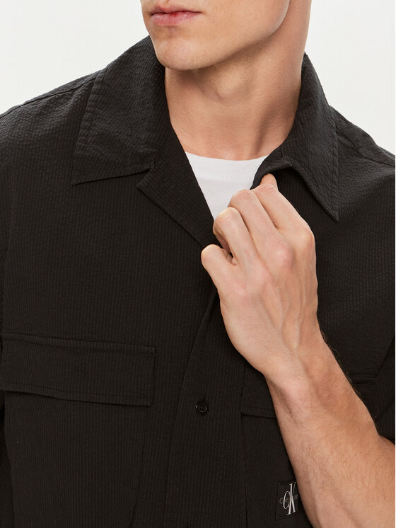 Calvin Klein Jeans Calvin Klein Jeans Koszula Seersucker J30J325175 Czarny Relaxed Fit