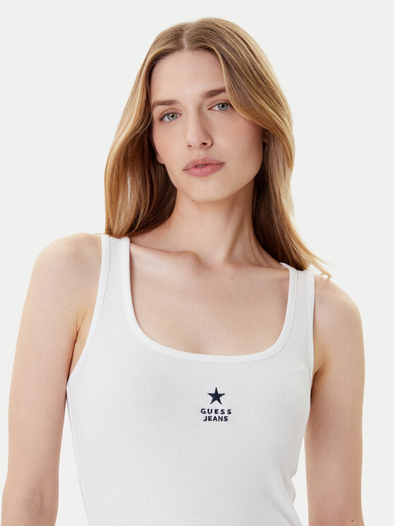 Guess Jeans Guess Jeans Τοπ W4YP48 KA0H1 Λευκό Regular Fit