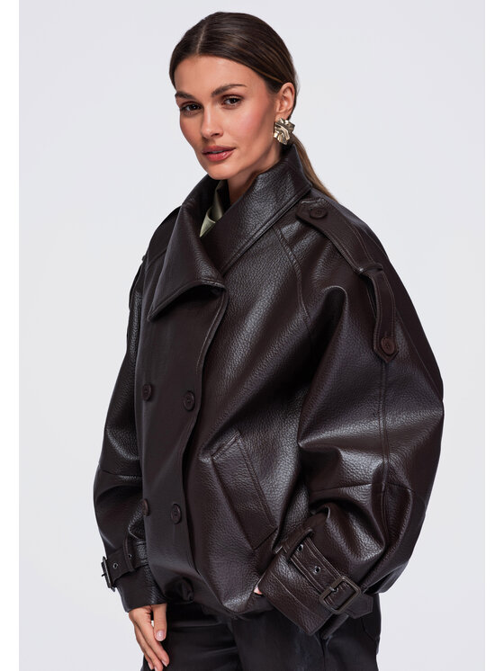 Ombre Ombre Kurtka przejściowa OW-JAFL-0139 Brązowy Oversize