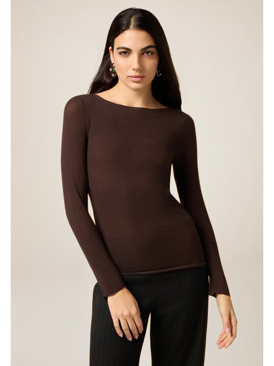 Oltre Oltre T-shirt G049J104293N032 Marrone Slim Fit