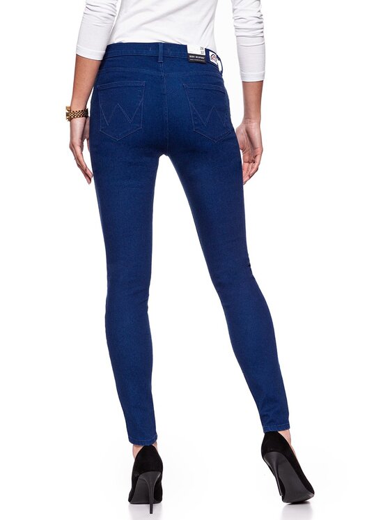 Wrangler Wrangler Jeansy HIGH RISE SKINNY Niebieski Skinny Fit