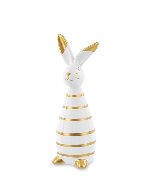 MIAhome MIAhome Figurka królik dolomitowy w złote paski 26x10x9 cm Kolorowy