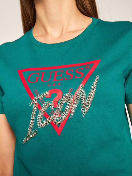 Guess T-shirt Icon W0YI32 I3Z00 Verde Regular Fit • Modivo.it