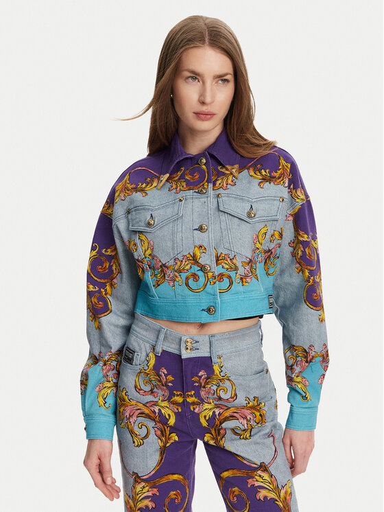 Damska Kurtka jeansowa Versace Jeans Couture, Rozmiar 38, Kolorowa, 78HAS4P0