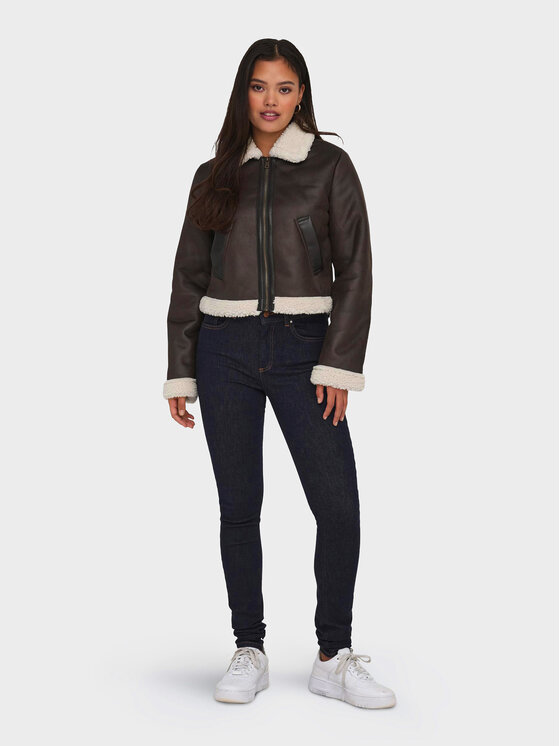 ONLY ONLY Geacă din imitație de piele Betty 15324138 Maro Regular Fit