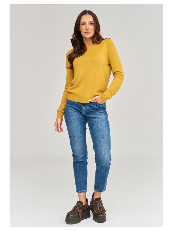 Makadamia Makadamia Sweter C105 Żółty Loose Fit