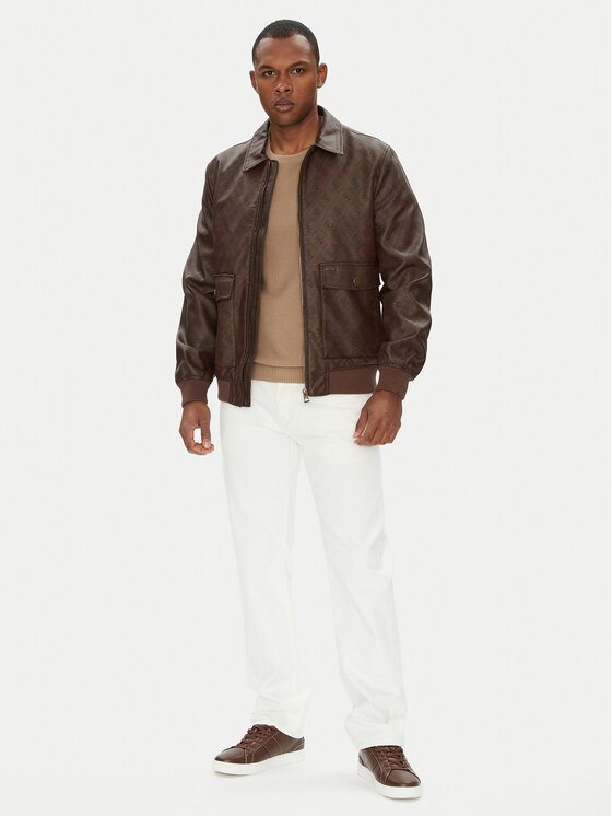 Guess Guess Μπουφάν από απομίμηση δέρματος M5YL01 WGUC0 Καφέ Regular Fit