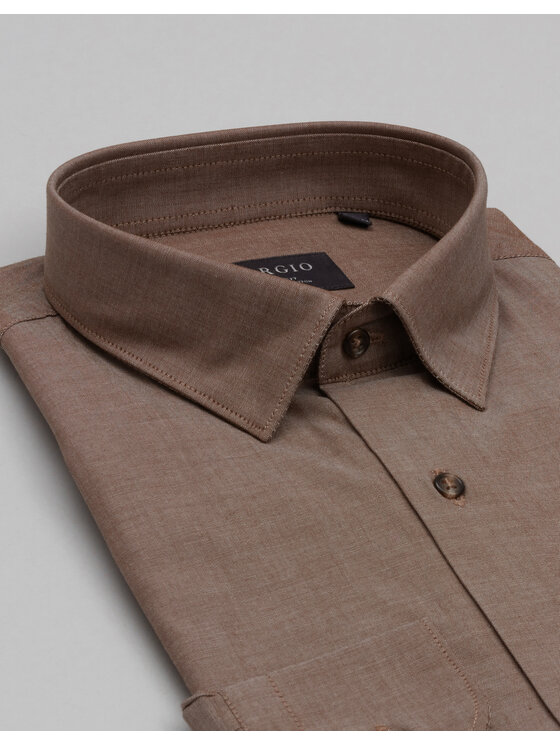 Borgio Borgio Koszula Olivola_00666 Brązowy Slim Fit