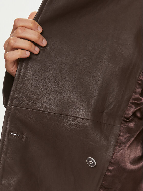 Herskind Herskind Geacă de piele Luelle 5154131 Maro Regular Fit