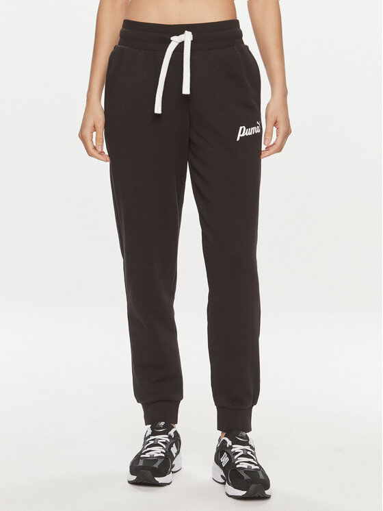 Puma Teplákové nohavice Ess+ Script 679350 Čierna Regular Fit