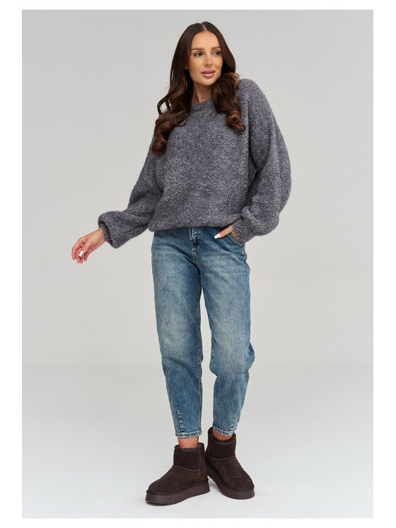 Makadamia Makadamia Sweter C92 Szary Loose Fit