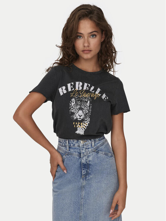 ONLY ONLY Тишърт Lucy 15215721 Сив Regular Fit