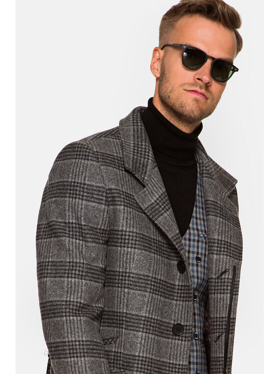 Lancerto Lancerto Płaszcz wełniany Halton Szary Regular Fit