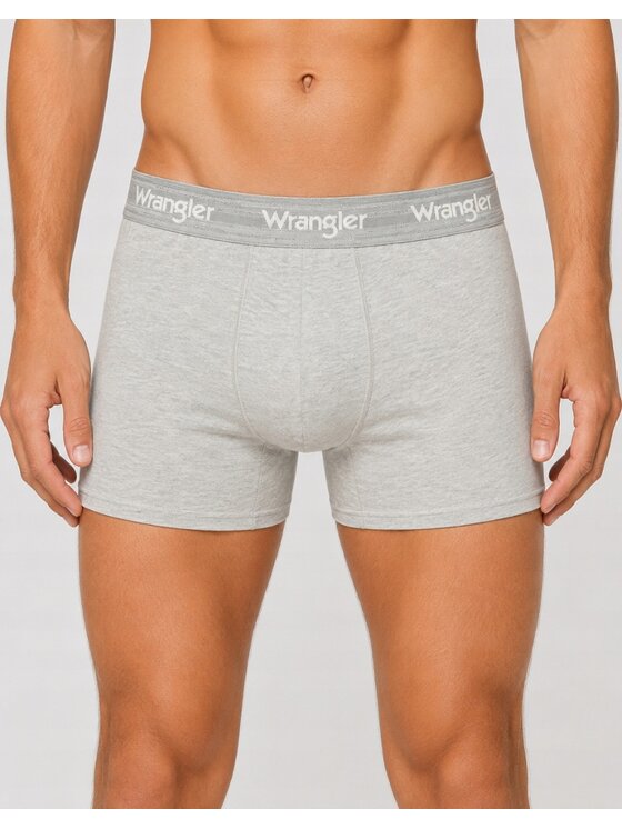 Wrangler Wrangler Bokserki Wren 3 Pack Cotton Elastane Button Fly Trunks Niebieski