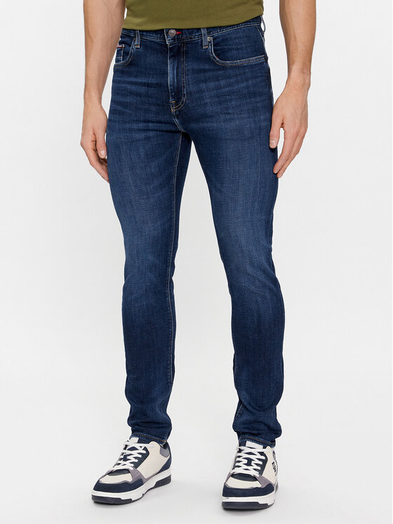 Tommy Hilfiger Jeans hlače Bleecker MW0MW33347 Mornarsko modra Slim Fit