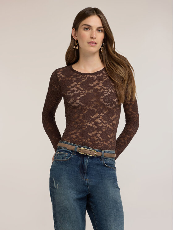 Motivi Motivi T-Shirt G097W003887N032 Brązowy Slim Fit