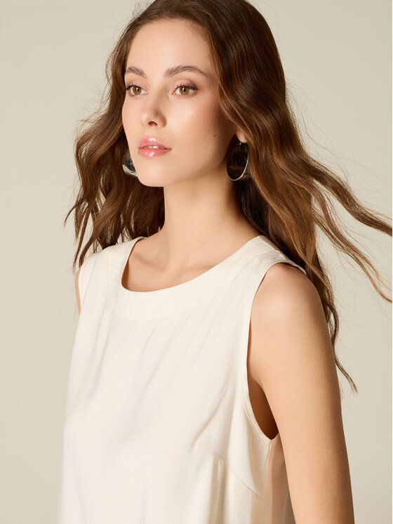 Oltre Oltre Bluzka 2004R003092N021 Biały Boxy Fit