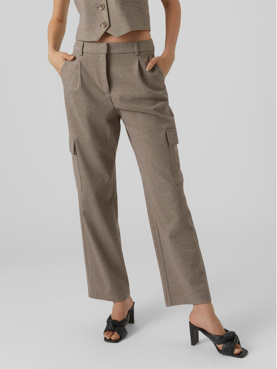 Vero Moda Bavlnené nohavice 10297422 Sivá Straight Fit
