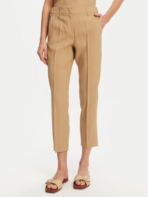 Marella Marella Kalhoty z materiálu Arles 2513131065 Béžová Slim Fit