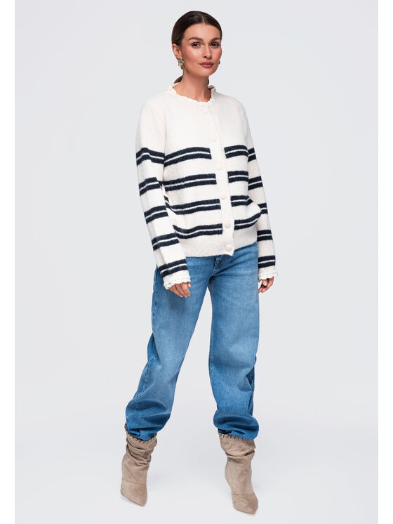Ombre Ombre Sweter OW-SW-E0009 Beżowy Relaxed Fit