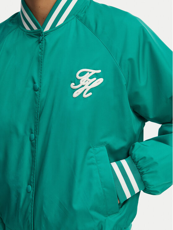 Tommy Hilfiger Tommy Hilfiger Bomber stila jaka Logo Appliqué WW0WW48618 Zaļš Regular Fit