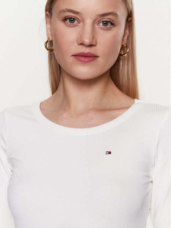 Tommy Hilfiger Tommy Hilfiger Bluzka WW0WW38869 Biały Slim Fit