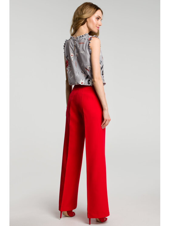 Made of Emotion Made of Emotion Pantaloni da donna M378 Rosso Basic Fit