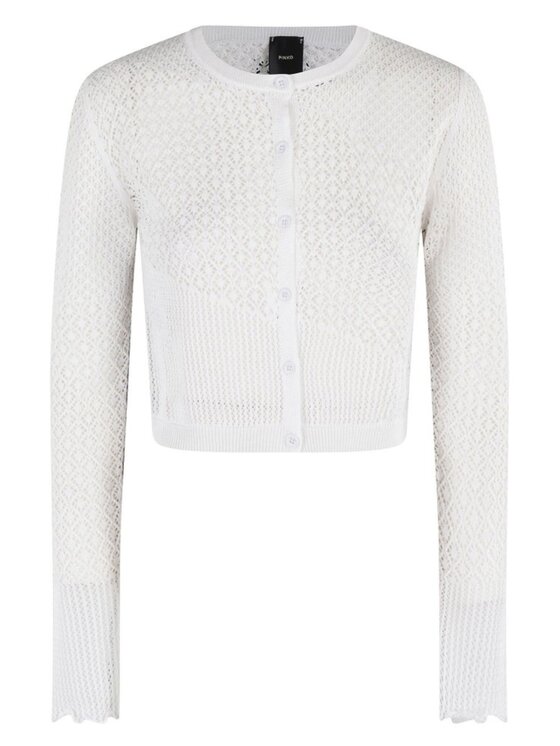 PINKO PINKO Kardigan Baitou cardigan punzonato Biały Cropped Fit