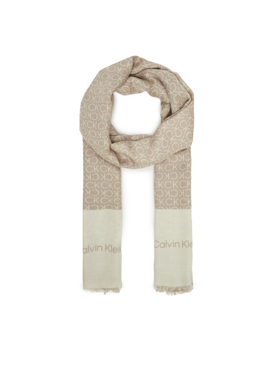 Calvin Klein Scialle Aop Minimal Logo LV04F8053G Beige, taglia : 00