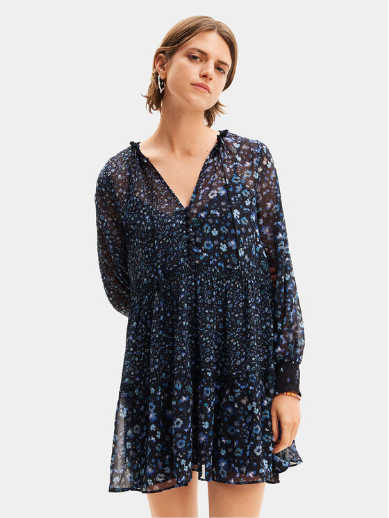 Desigual Desigual Vasarinė suknelė Doque 24SWVW20 Tamsiai mėlyna Relaxed Fit
