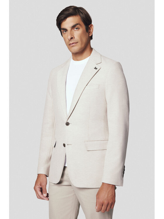 Lancerto Lancerto Marynarka Torino MA131224000011 Beżowy Slim Fit