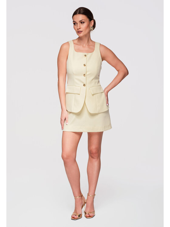 Ombre Ombre Sukienka wieczorowa LA-OM-DLR300 Żółty Slim Fit