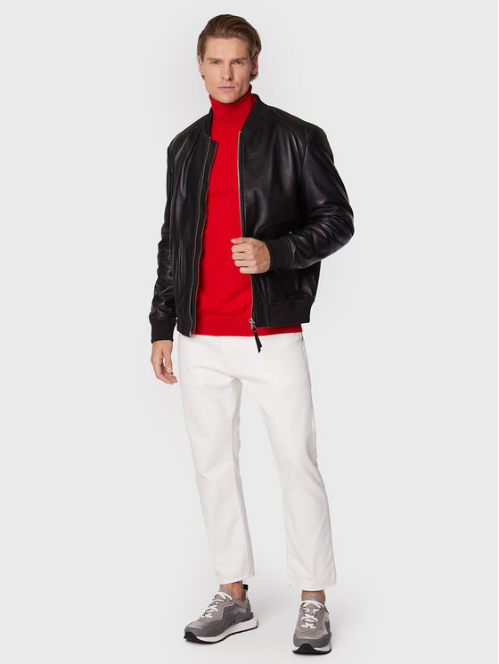 HUGO Hugo Geacă de piele Lenno 50481934 Negru Slim Fit