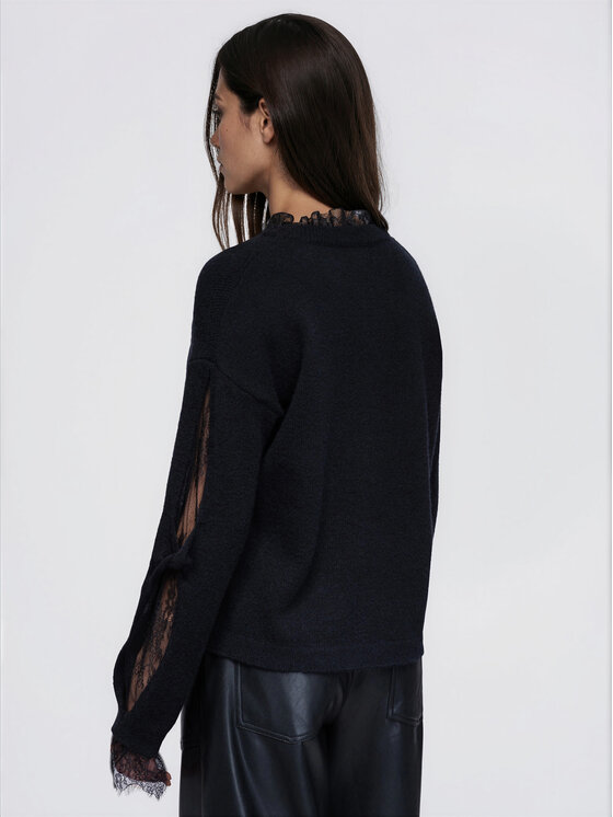 Ombre Ombre Sweter OW-SW-E0065 Czarny Relaxed Fit