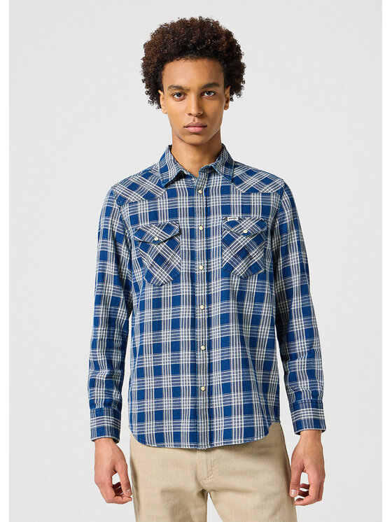 Wrangler Wrangler Koszula WESTERN INDIGO SHIRT Niebieski Regular Fit