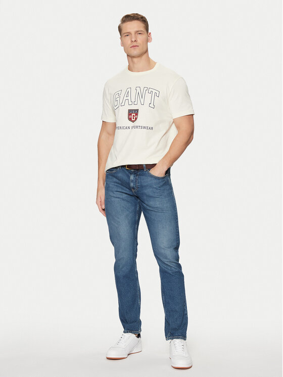 Gant Gant Tričko 2003290 Écru Regular Fit