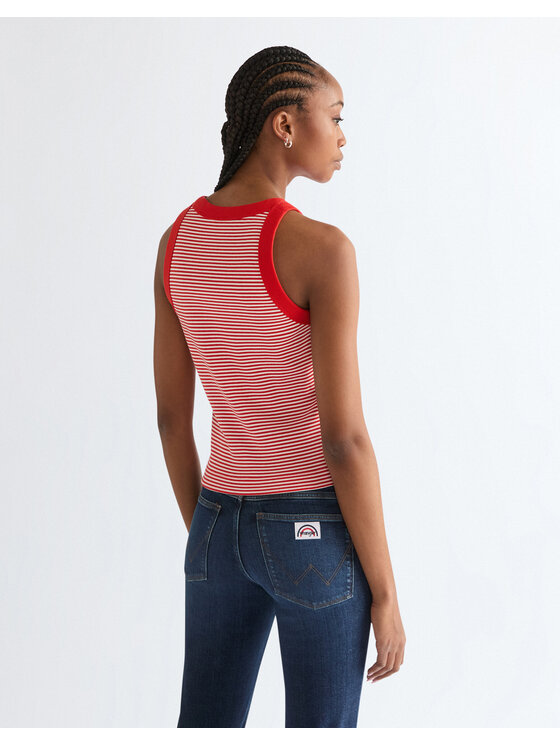 Wrangler Wrangler T-Shirt RINGER TANK Czerwony Slim Fit