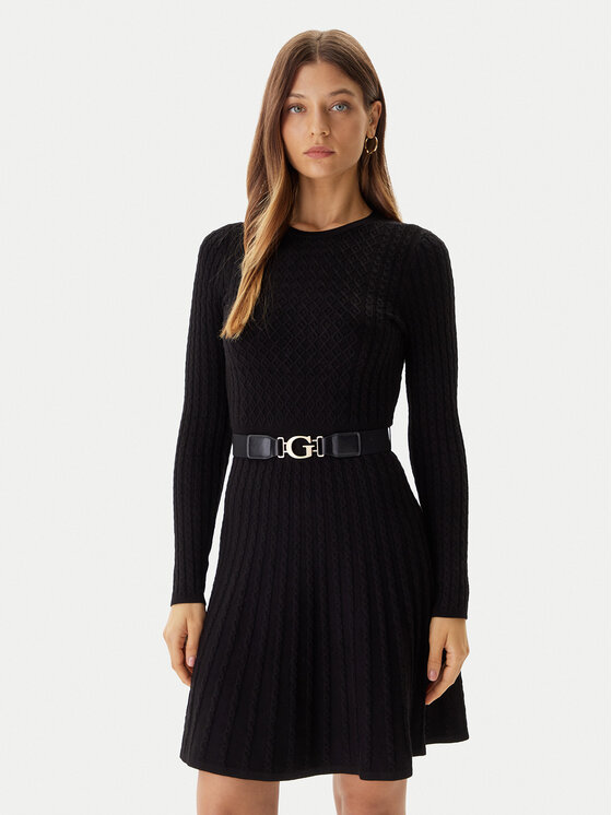 Guess Guess Rochie tricotată W5BK68 Z2YJ2 Negru Slim Fit